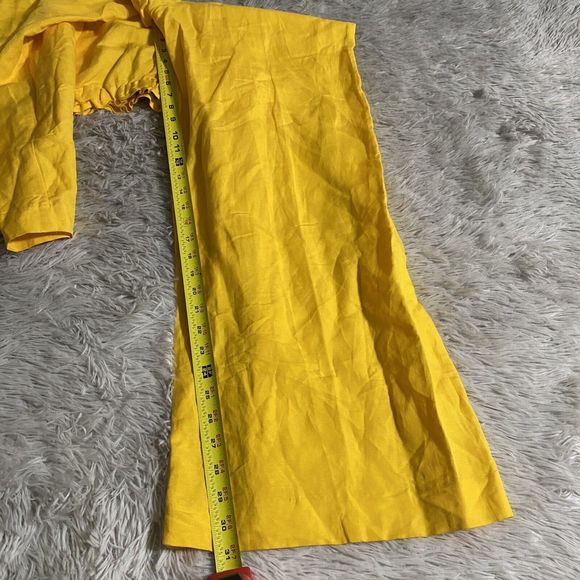 Ann Taylor Lagenlook Paperbag Waist Pants Womens Small Yellow Linen Minimalist - Picture 9 of 9